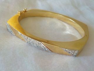 Vintage 14k Yellow Gold Squared Diamond Bangle Bracelet 15,  Grams Small Wrist