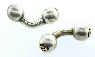Vintage Cartier Three’s Company Sterling Silver 18k Yellow Gold Ball Cufflinks