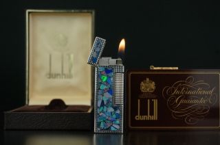 Dunhill Rollagas Lighter Opal Mosaic W/box Vintage 003