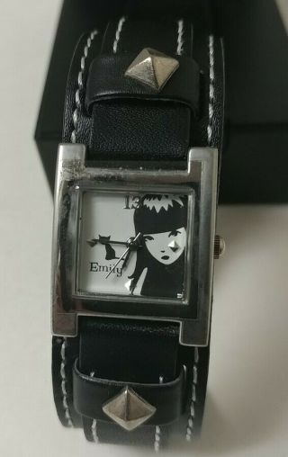 Rare Vintage Emily Strange Running Out Of Time Stud Goth Leather Watch Box
