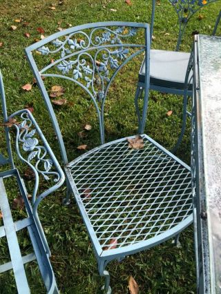 Vintage Woodard Wrought iron patio set Chair ottoman side table 8 piece vintage 3