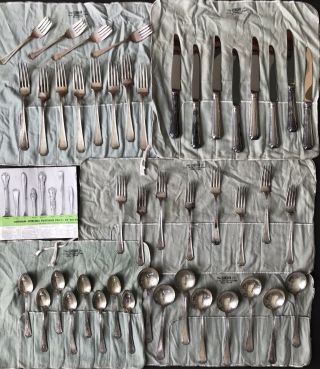 Vintage 44 - Piece Gorham Fairfax Sterling Silver Flatware Forks Knives Spoons
