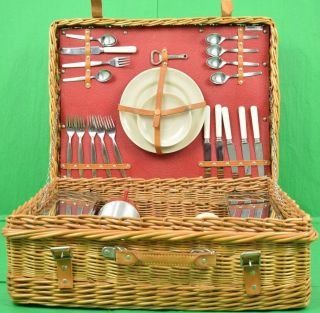 Vintage Abercrombie & Fitch English Wicker Picnic Hamper