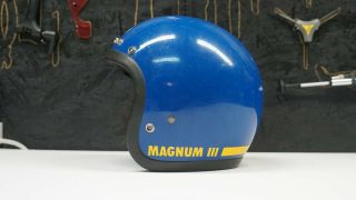 Vintage Bell Magnum Mag Iii 3 Motorcycle Car Racing Helmet Blue Snell Size 7 1/2
