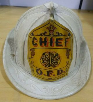 Vintage White Cairns & Brother Inc.  Fire Helmet