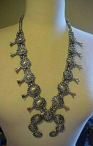 Vintage Sterling Silver Zuni Squash Blossom Necklace,  Ring,  Lolita Platero