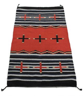 Vintage Navajo Hand Woven Rug Tapestry Native American Indian 32 X 64