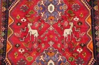 Geometric Tribal Animal Pictorial Abadeh Area Rug Hand - Knotted Oriental Wool 5x8