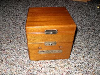 Vintage Wwii Hamilton Model 22 Mahogany Mounting Box,  " Very " L@@k