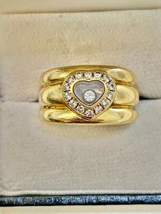 Vintage 18ct Gold Chopard Happy Diamond Ring,  Finger Size K