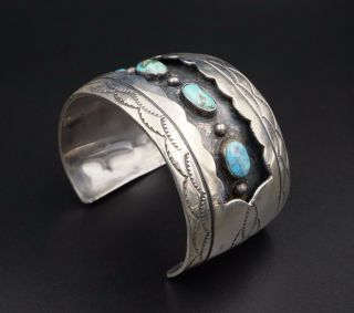 Vtg Navajo Cason Redhorse Sterling Silver Turquoise Cuff Bracelet 7.  5 " Bs1354