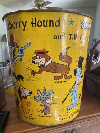 Vintage Hanna - Barbera Trash Garbage Can Huckleberry Hound Yogi Bear