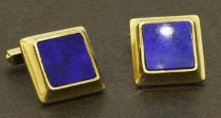 Cartier Vintage Heavy 18k Gold 12.  8 X 12.  8mm Lapis Lazuli Cufflinks