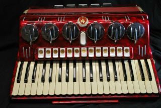 Paolo Soprani Accordion,  Vintage All Case & Straps - Made In Italy - Red