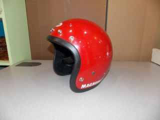 Vintage 1975 Bell Magnum III Motorcycle Car Racing Helmet Size 7 - 1/4 Red 3