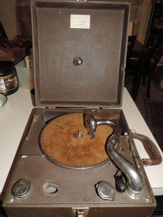Vtg 78 Rpm Crank Turntable Record Player Portable Watchtower Phonograph 27885
