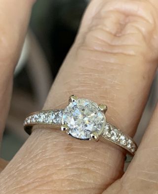 Vintage 14k White Gold 1.  15 Ct Diamond Solitaire Ring Engagement Natural