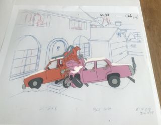 The Simpsons Cel - Rare Car Smash Cel Mr Plow