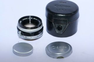 Vintage Canon Rangefinder 35mm F1.  5 Black Ltm Wide Angle Lens.  User
