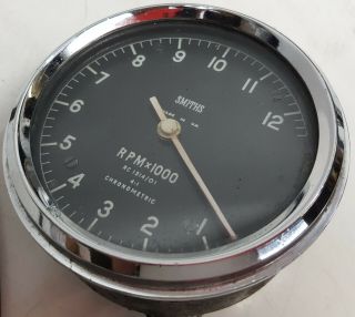 Smiths Vintage 12,  500 Rpm Mechanical With (36 ") Cable Drive Tachometer Tell Tale