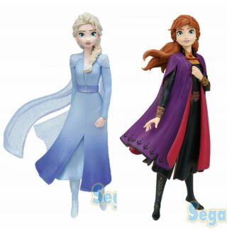 Frozen 2 Premium Figure Elsa Anna Set Of 2 Sega Lucky Kuji Disney