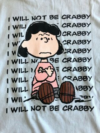 Rare,  Vintage Lucy Van Pelt “i Will Not Be Crabby” T - Shirt Women’s Medium