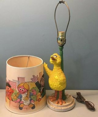 Vintage Sesame Street Big Bird Lamp & Shade Ernie Bert Count Muppets