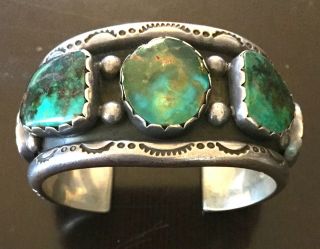 Vintage Native American Silver 5 Piece Turquoise Cuff Bracelet - Sam Lavato " Sl "