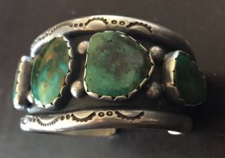 Vintage Native American Silver 5 Piece Turquoise Cuff Bracelet - Sam Lavato 