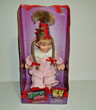 Vintage Dr.  Seuss Grinch Christmas Cindy Lou Who Doll Spinning Pigtails 2000 Bn