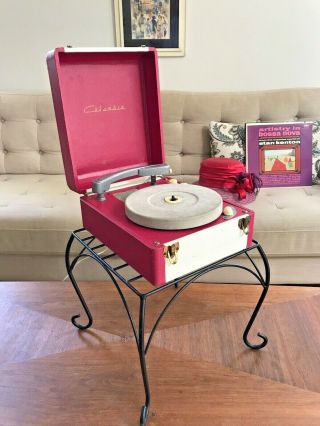 Vintage 50s 60s Mid Century Modern Cbs Hot Pink Tube Record Player Restored