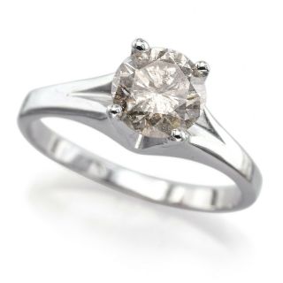 Vintage 14k White Gold 1.  23 Ct Diamond Round Solitaire Band Ring Size 6.  25