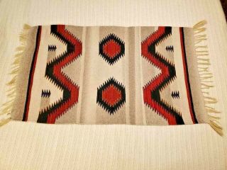 Vintage Navajo Rug Storm Pattern 38.  5 " X23 " Native American Collectible,  Usa