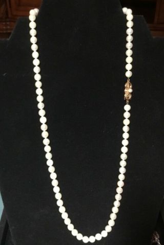 Mikimoto Pearl Necklace 18k Solid Gold Clasp Vintage Estate Saltwater