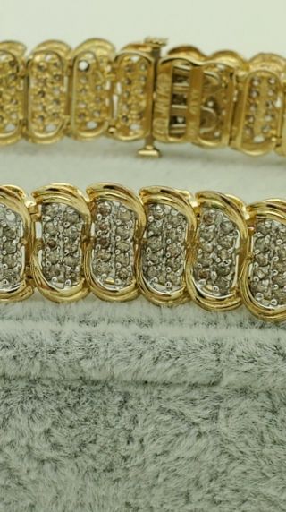 10K Gold Diamond Bracelet - 2 ctw - Vintage 1970s - Estate - Diamond Links - 7.  5 