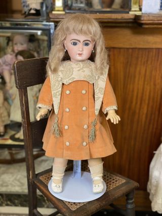 22 " Antique French Bisque Tete Jumeau Doll With Forehead Repair Polly Mann Dress