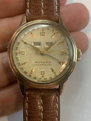 Vintage Movado Calendomatic Triple Date Men’s Steel Gold Watch