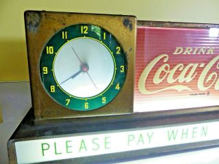 Vintage 1950 ' s Coca - Cola Light Up Lunch Counter Sign with Clock 2