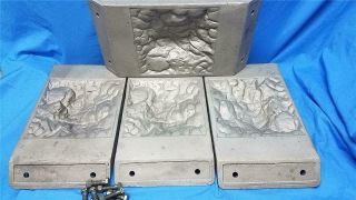 Rare Vintage Cast Iron Concrete Block Mold Plates - Simpson Cement Mold Co