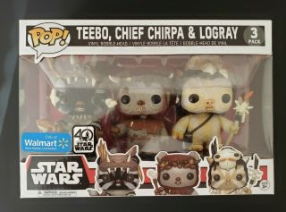 Funko Pop Star Wars 3 Pack - Teebo,  Chief Chirpa & Logray - Walmart Exclusive