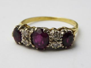 Antique Vintage 18ct Yellow Gold,  Ruby & Diamond Ring