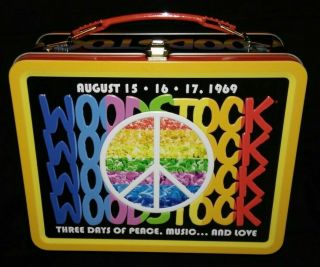 Woodstock 1969 Music Festival Large Tin Tote / Metal Lunch Box 50th Anniversary