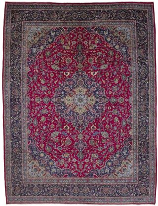 Rose Red Plush Traditional 10x13 Kashmar Hand Knotted Oriental Area Rug Carpet