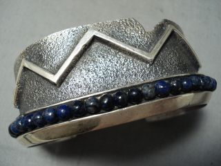 One Of The Best Vintage Navajo Aaron Anderson Lapis Sterling Silver Bracelet