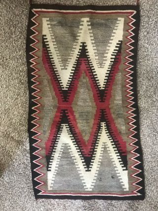 Vintage Authentic Hand Woven Wool Navajo Rug 57  X 33  Native American Indian