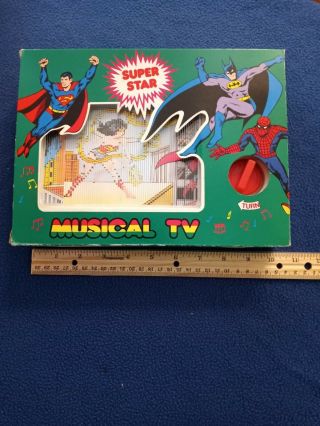 Vintage Wonder Woman Batman Superman Spiderman Musical Toy Tv