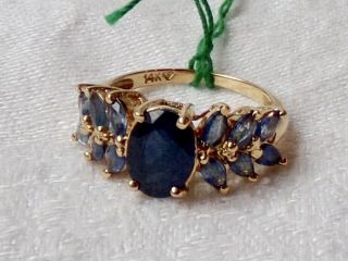 Vintage Estate 14k Carat Yellow Gold And Sapphire Ring.  Size 5.  00.