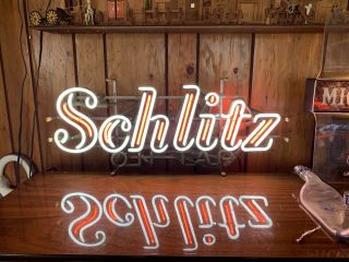(VTG) 1968 Schlitz beer on tap neon light up sign motion moving flashing org box 2