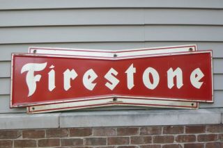 Firestone Metal Sign Vintage 6 Feet Metal Gas Station Service Large Bowtie