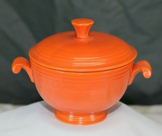 Rare Vintage Fiesta Radioactive Red Covered Onion Soup Bowl With Lid